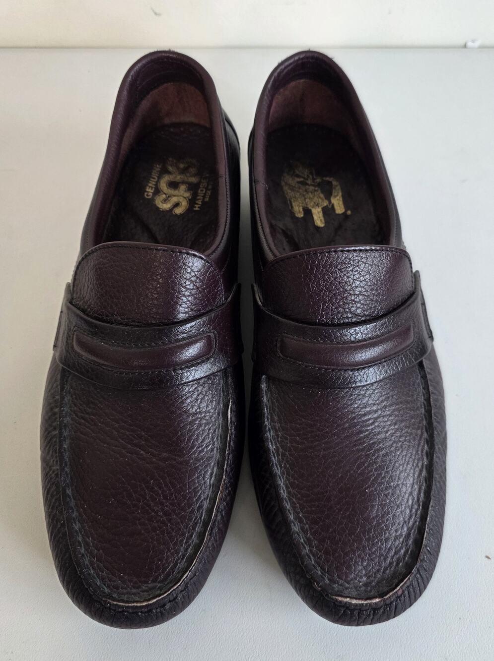 SAS Mens Alamo Penny Loafers Burgandy Red Sz 10.5 Wide